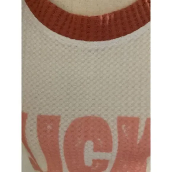 PHIL LOVE RINGER TOP MEDIUM WHITE ORANGE THERMAL - Picture 5 of 9